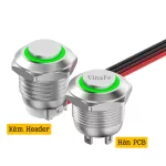 Nút Nhấn Nhả Inox Đầu Lòi Xanh Lá Kèm ZH1.54P